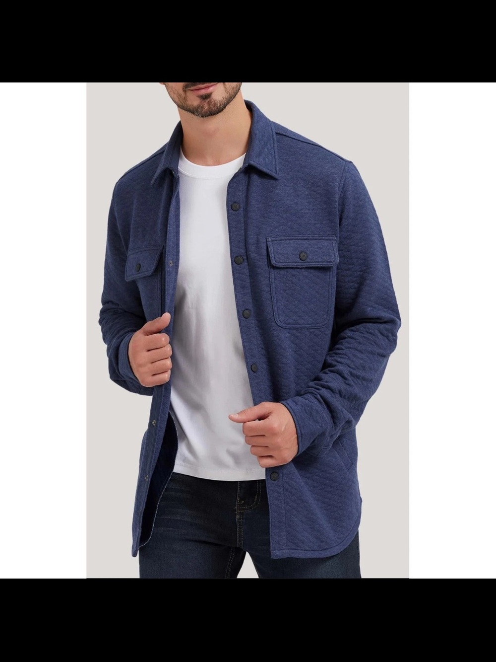 Cloudveil Quilted Shirt Jacket Navy Snap Front Shacket Men’s Size Small